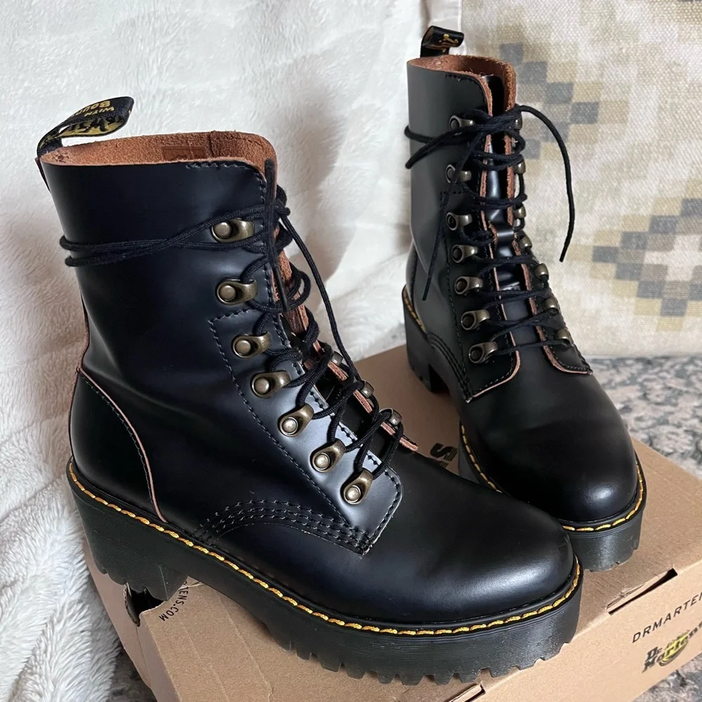 Dr. Martens Leona Boot, Color Black, Size US 8, Only Worn Once. - Picture 1 of 13
